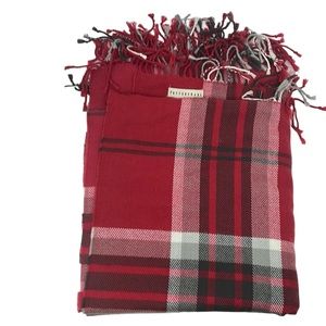 Pottery Barn Throw Blanket Red/Black Plaid 50 x 60